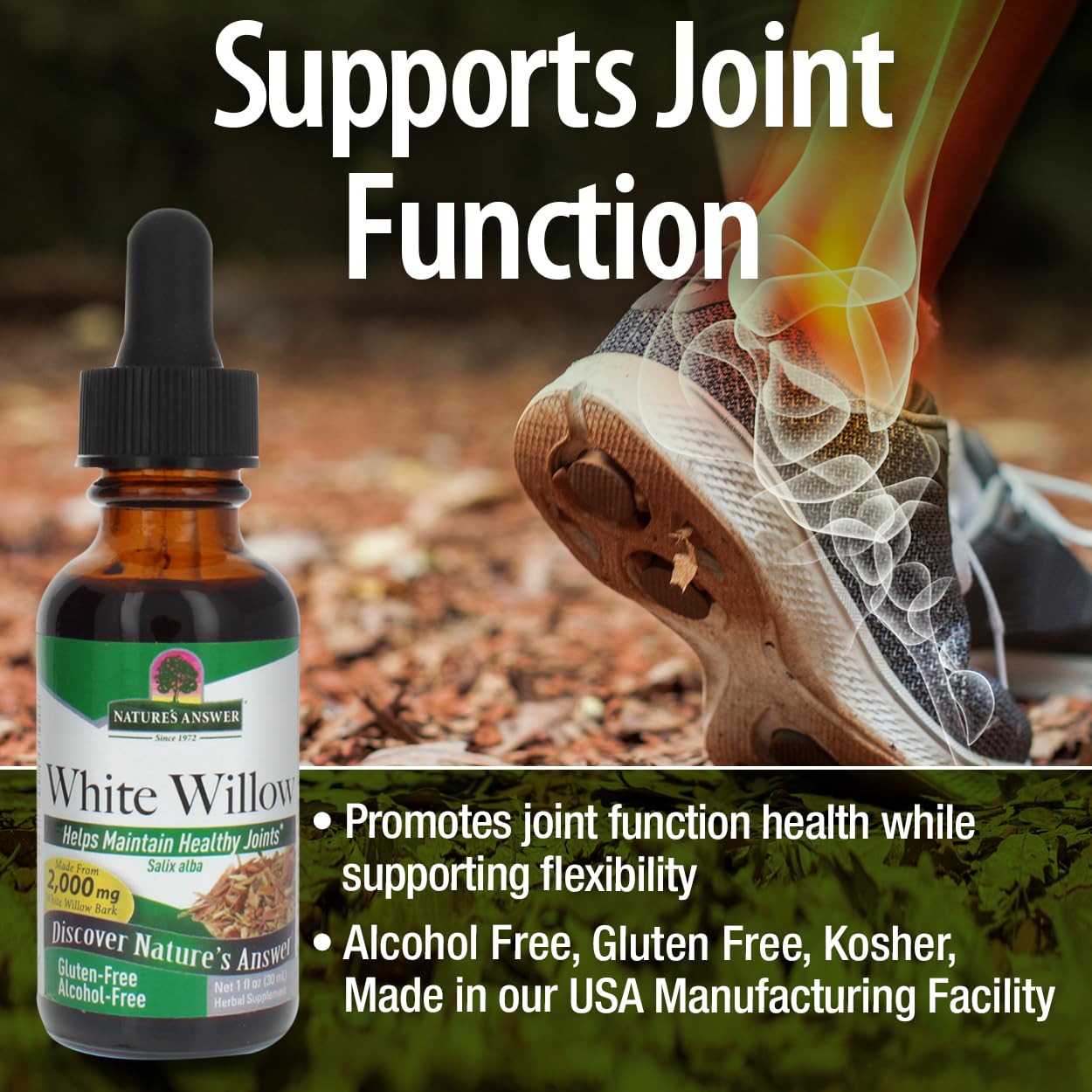 Nature's Answer White Willow Bark, sin alcohol para uso diario seguro.