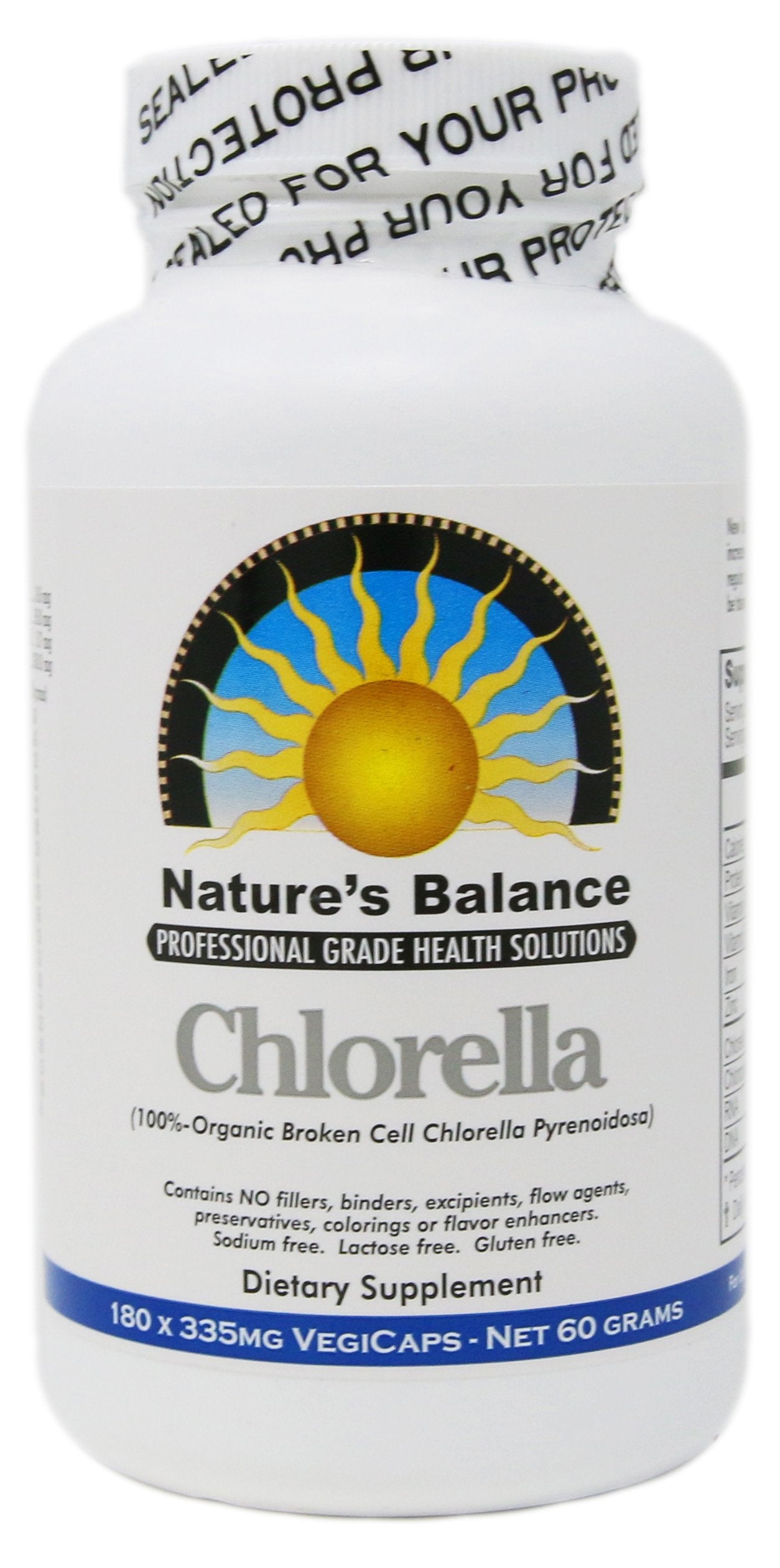 Nature's Balance Chlorella Pyrenoidosa en botella, complemento vegetal para vitalidad diaria.