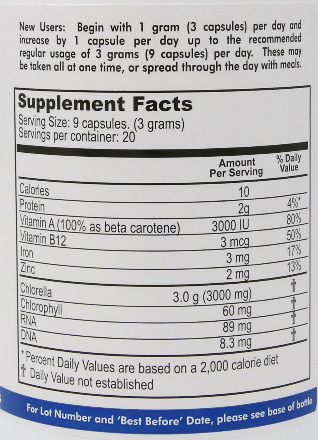 Nature's Balance Chlorella Pyrenoidosa, dosis diaria suave para apoyo nutricional.