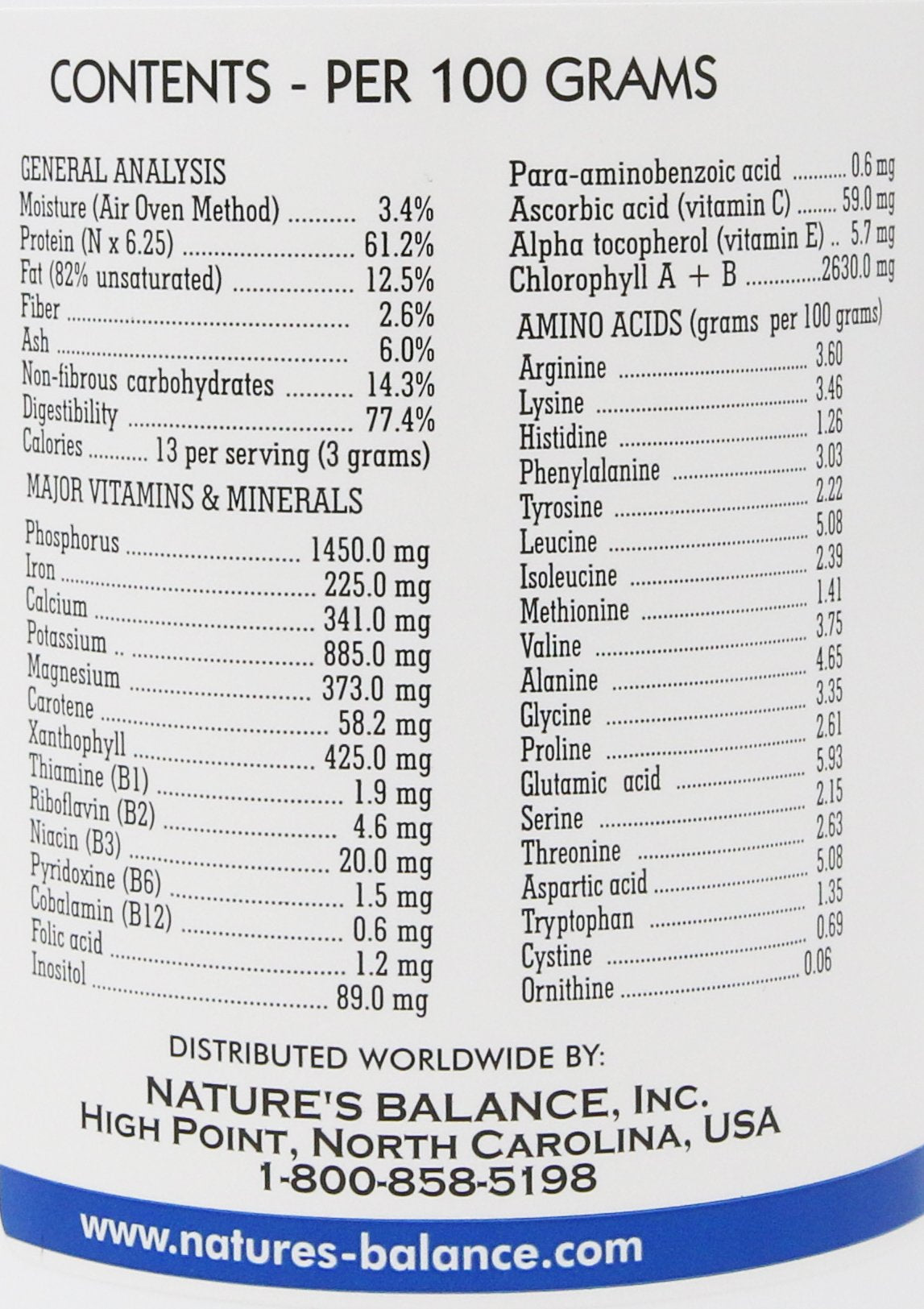 Presentación de 180 cápsulas, Nature's Balance Chlorella Pyrenoidosa, fácil de incorporar.