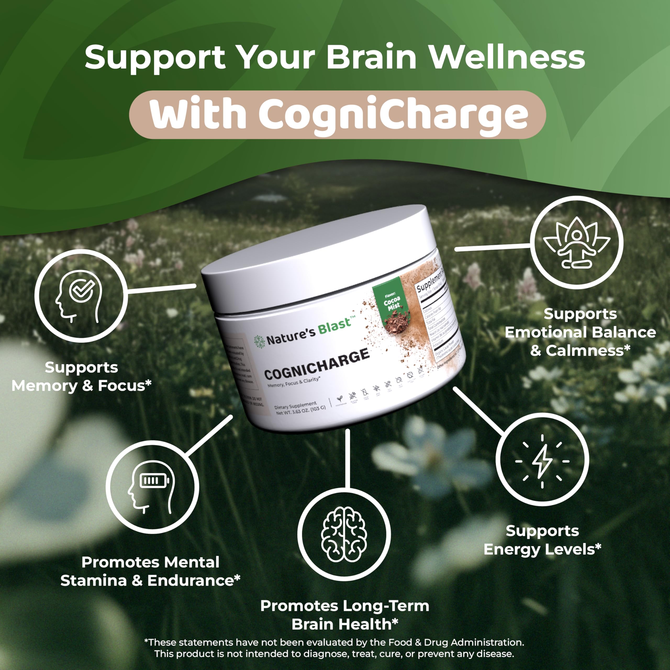 Etiqueta de Cognicharge con ingredientes clave