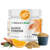 NATURES BLAST Gluco-Powder en botella, apoyo al bienestar metabólico diario.