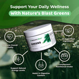 Probioticos y prebióticos de NATURES BLAST Verdes para apoyo digestivo.