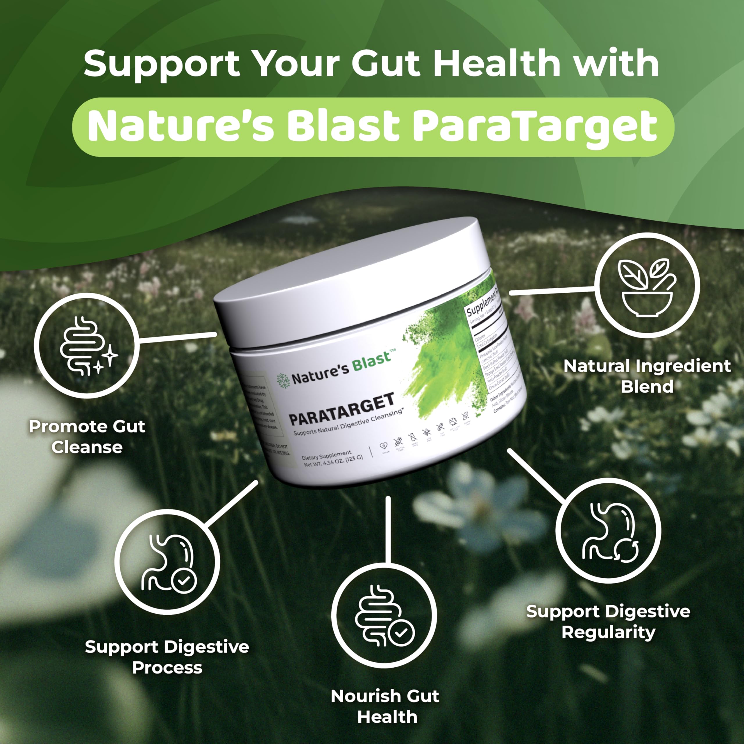 NATURES BLAST ParaTarget, mezcla en agua con sabor a fruta para uso diario