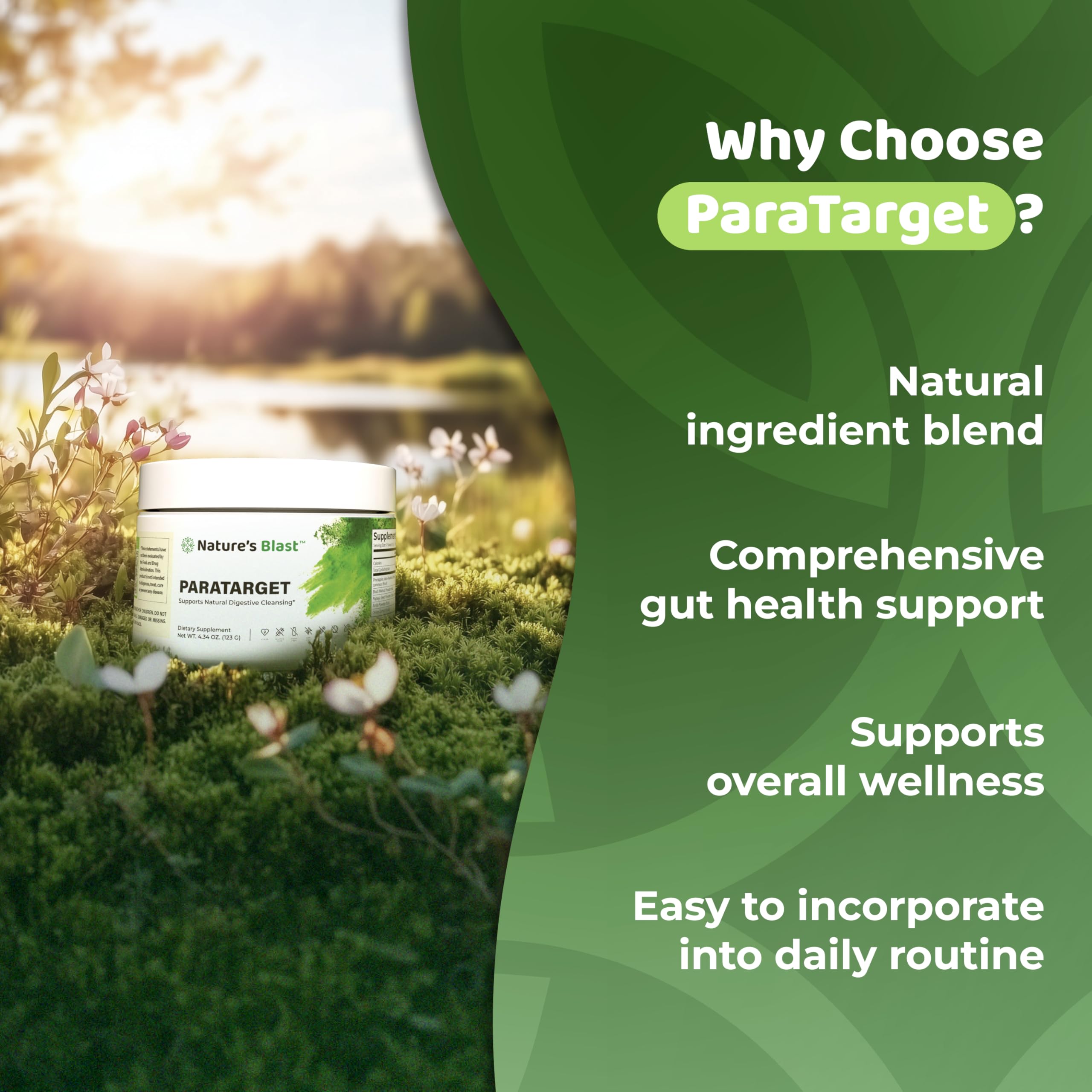NATURES BLAST ParaTarget, polvo de papaya para apoyo digestivo suave