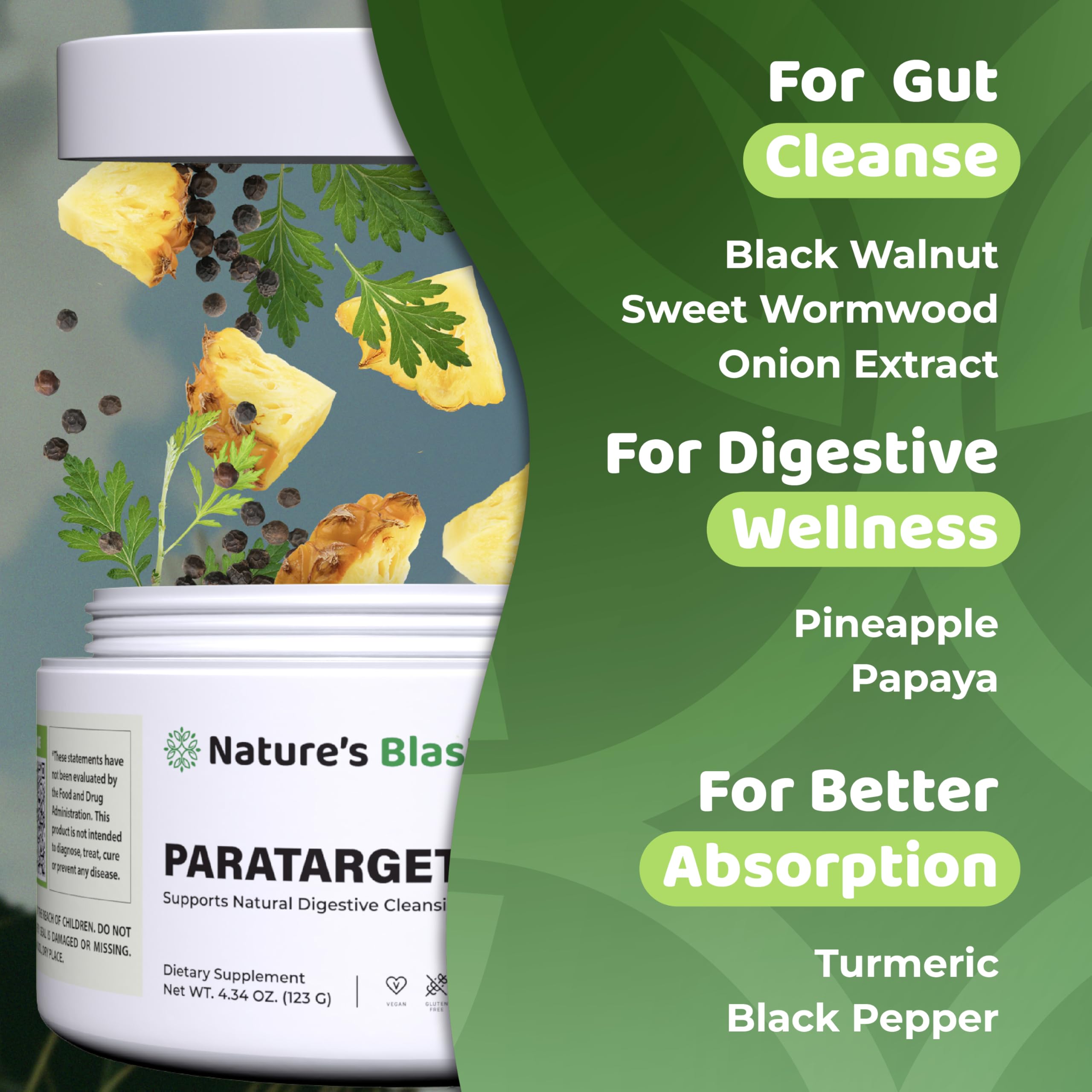 NATURES BLAST ParaTarget, polvo de fruta para rutina de bienestar