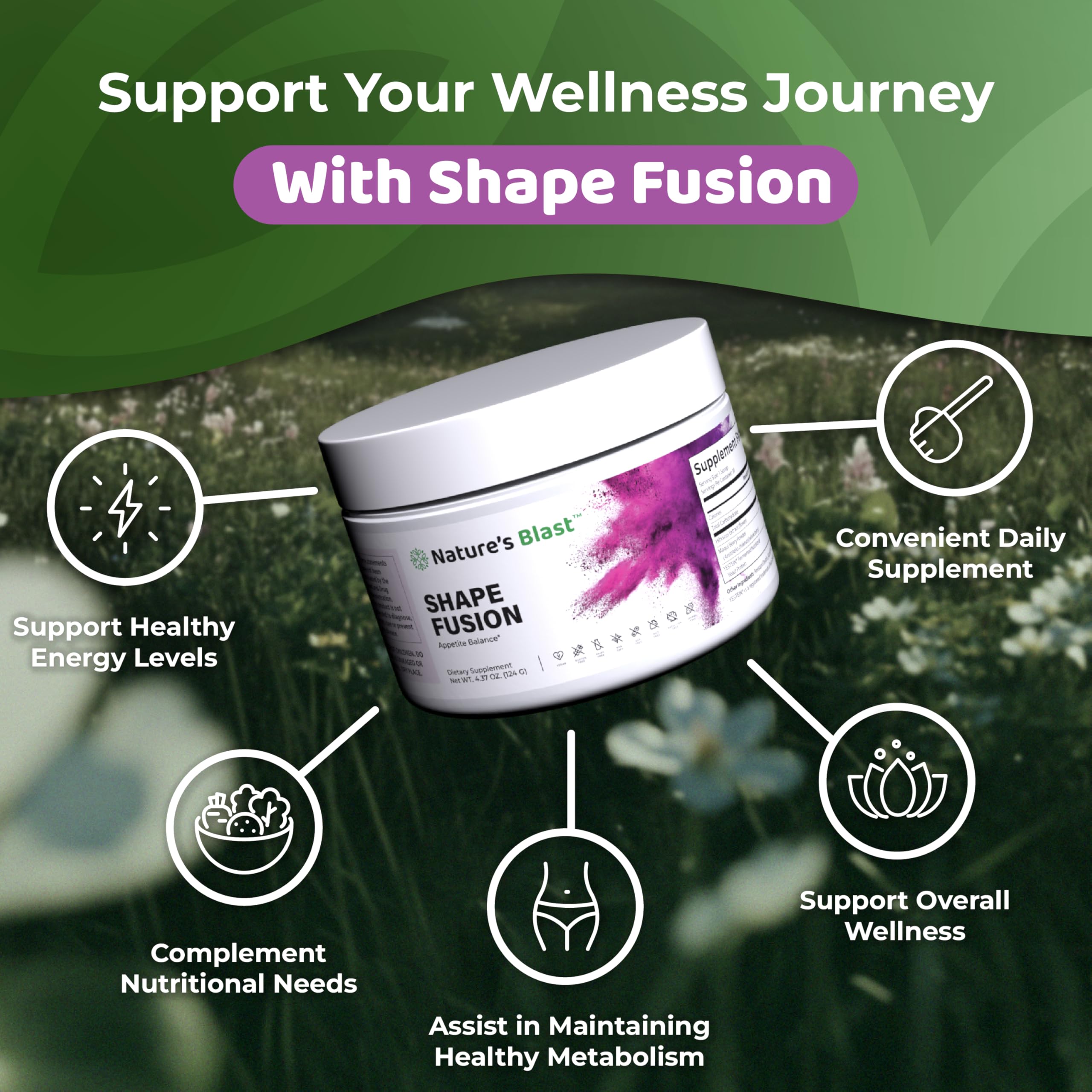NATURES BLAST Shape Fusion: maqui en polvo para color y antioxidantes.