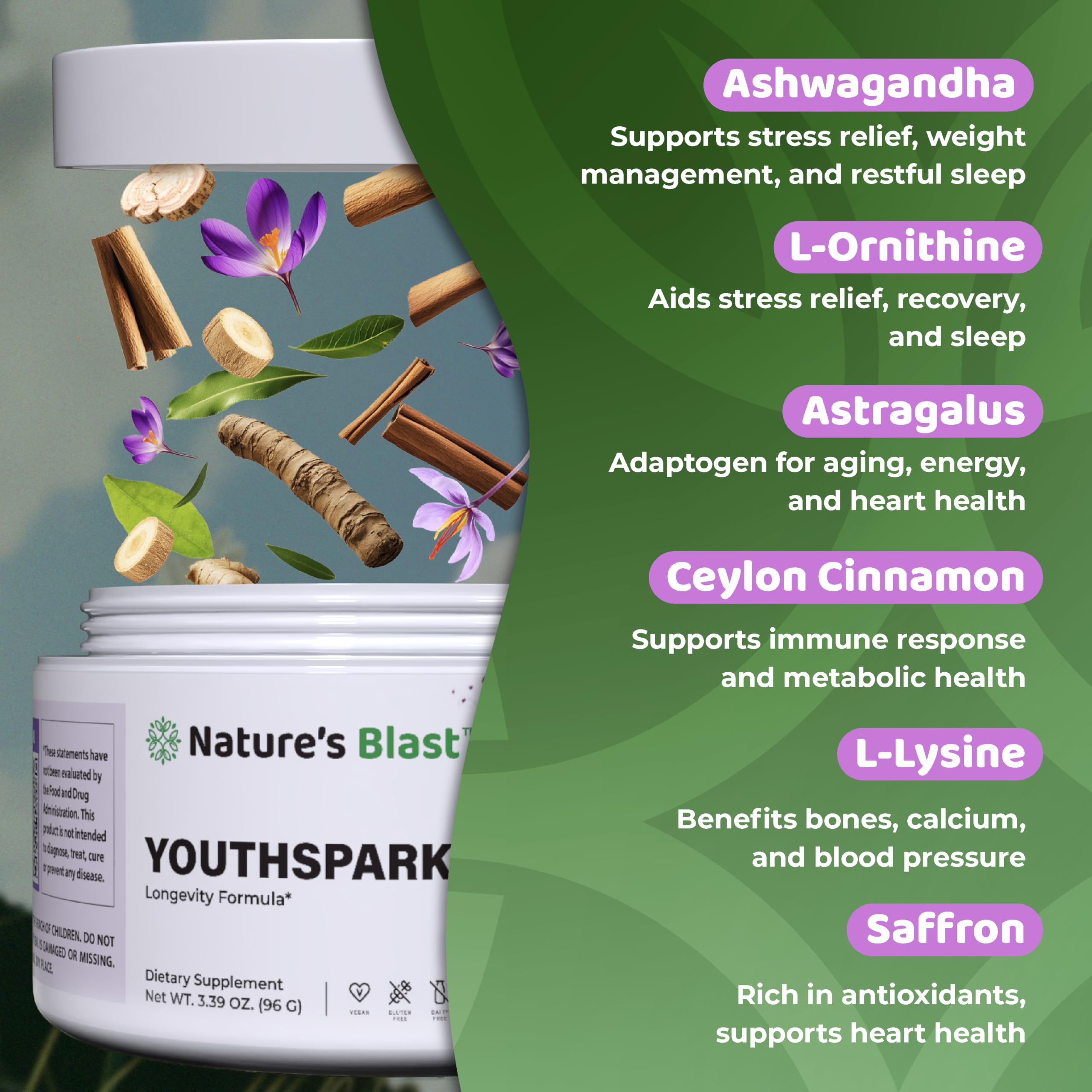 NATURES BLAST YouthSpark raíz-astragalo, apoyo a la vitalidad diaria