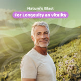 NATURES BLAST YouthSpark etiqueta-frontal señala fórmula longevidad y aporte nutricional