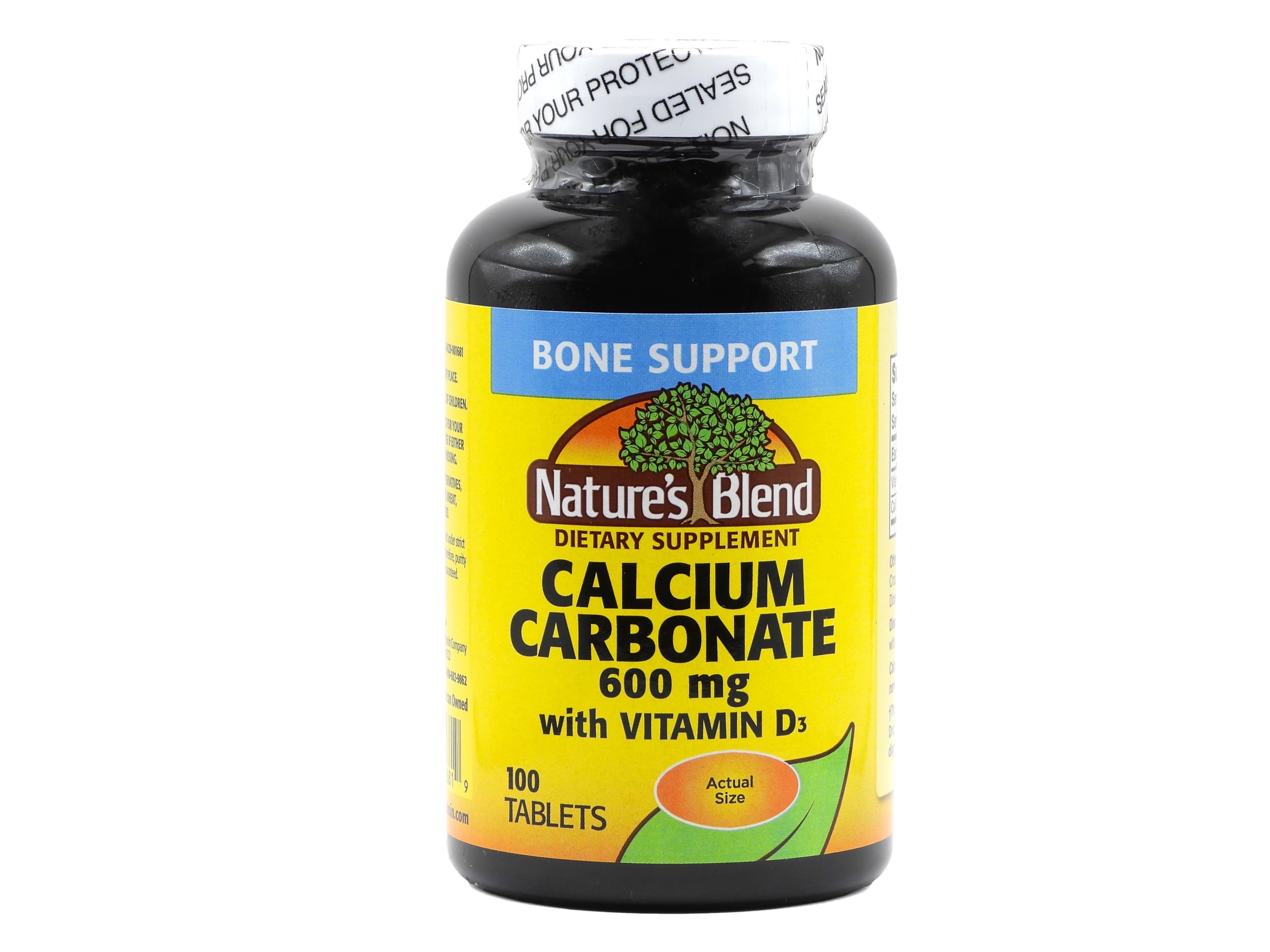 Nature's Blend Calcio Carbonato con D3, botella frontal para uso diario