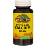 Nature's Blend calcio de concha de ostra, frasco frontal para apoyo diario de la salud ósea.