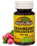 Nature's Blend Cranberry Concentrate etiqueta visible, información clara para el usuario