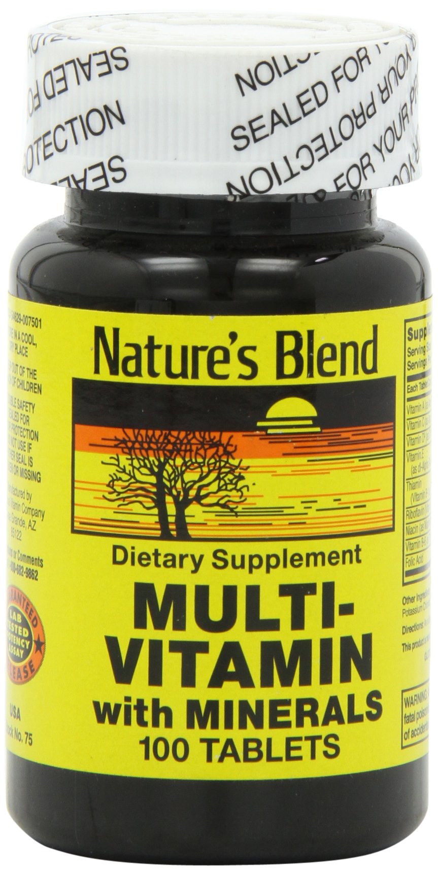 Nature's Blend NAT B multivitamínico MIN TB empaque variable para uso diario.