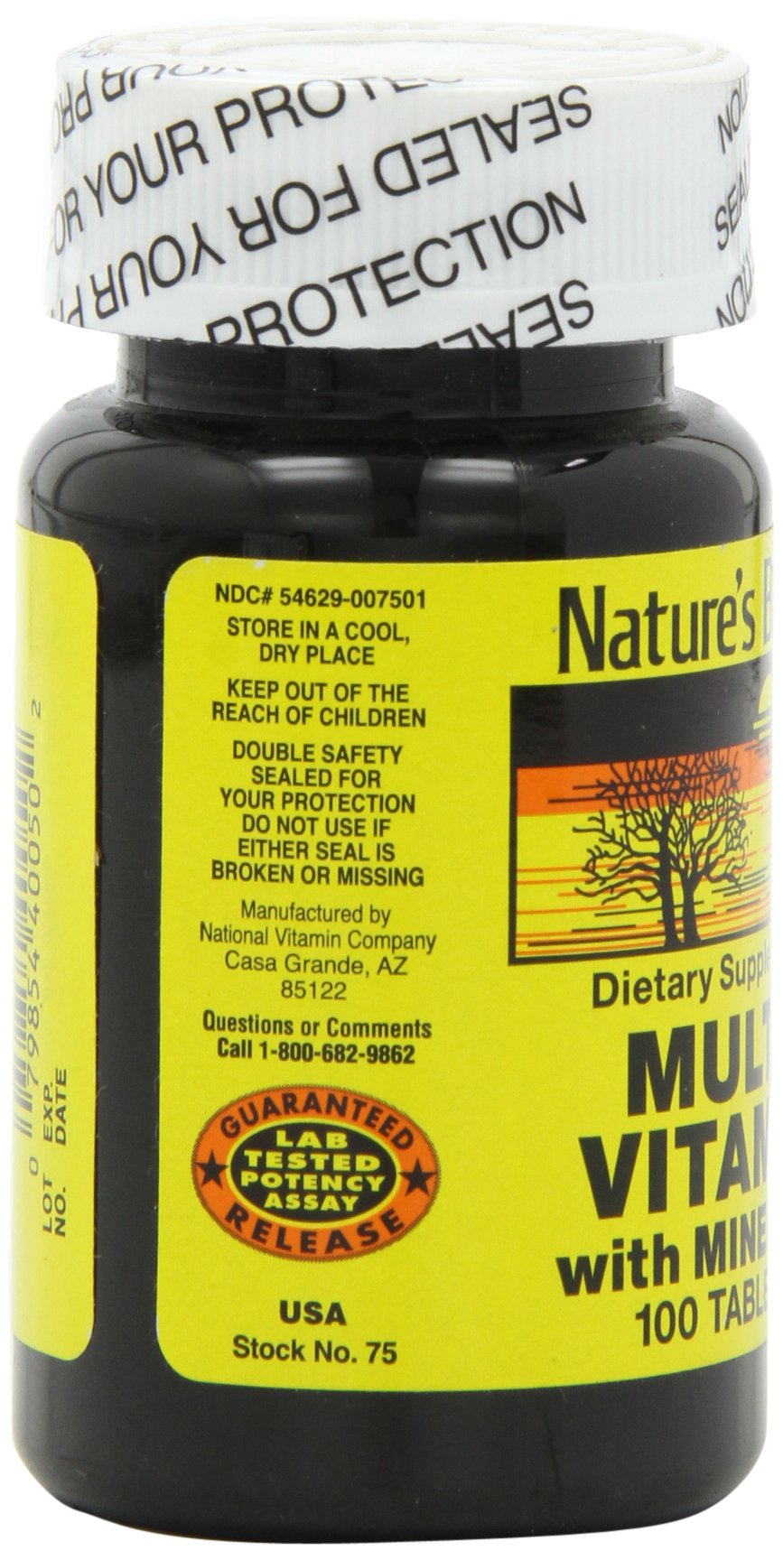 Nature's Blend NAT B multivitamínico MIN TB vidrio detalle, claridad del producto.