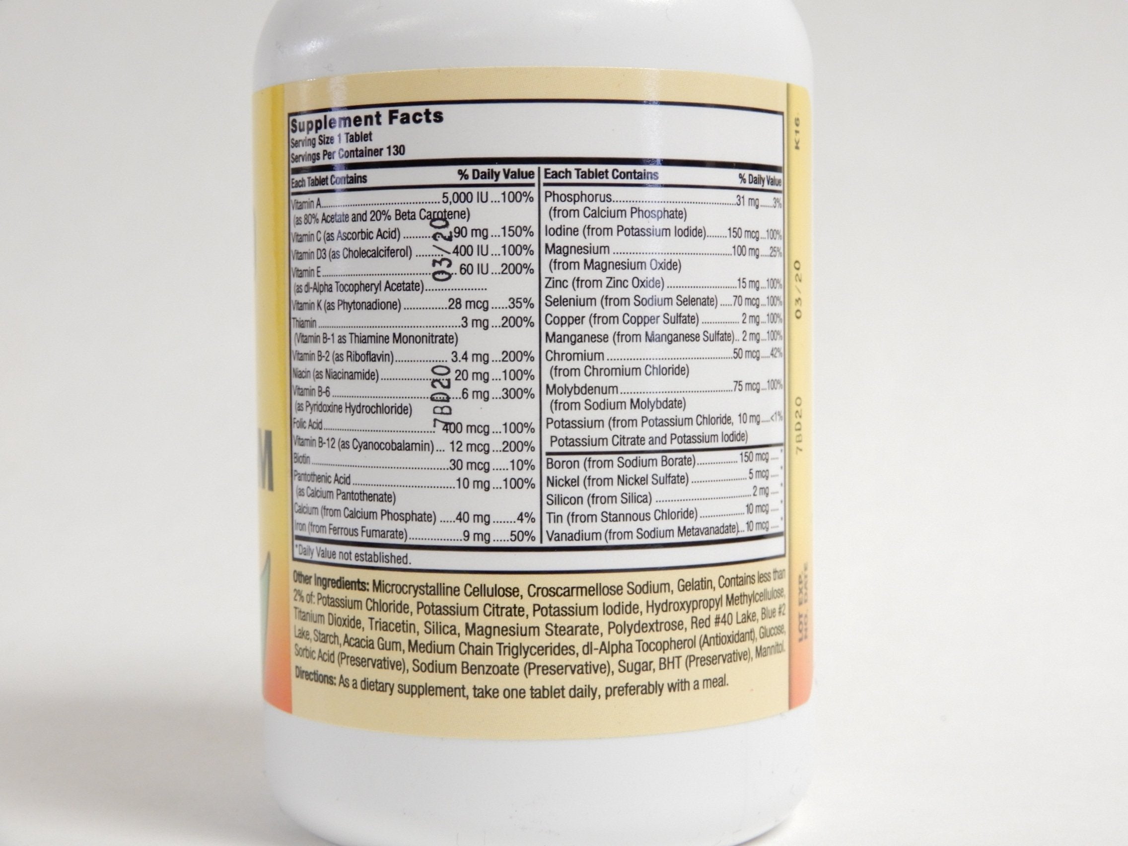 Nature's Blend NAT B Super THERA Vite M TB 130, tabletas para consumo diario.