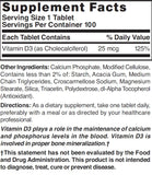 Nature's Blend NAT B VIT D3 TB 1000IU 100, botella con etiqueta para rutina diaria