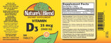 Nature's Blend NAT B VIT D3 TB 1000IU 100, tableta cercana para consumo diario
