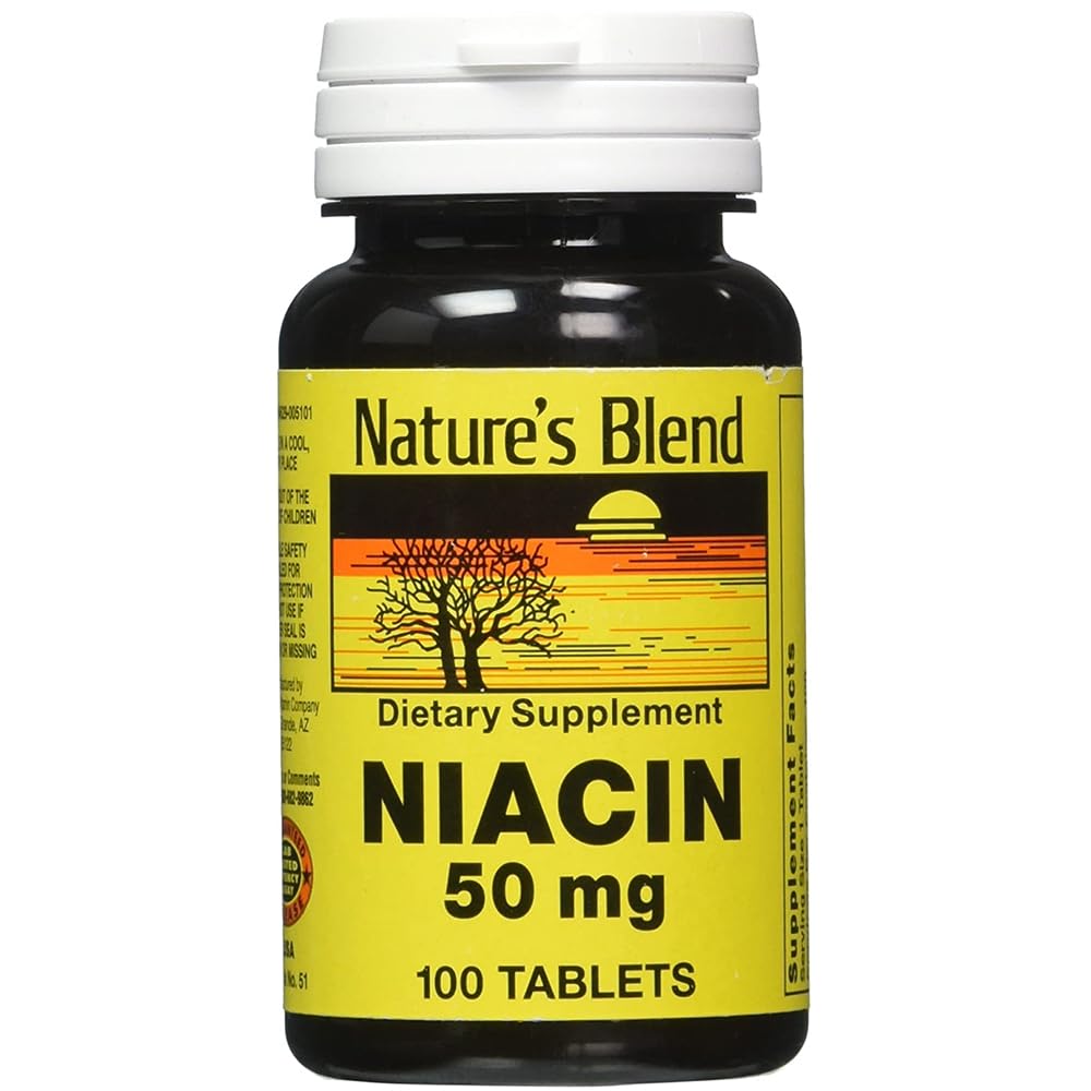 Nature's Blend Niacina 50 mg tabletas 100, apoyo a la energía diaria
