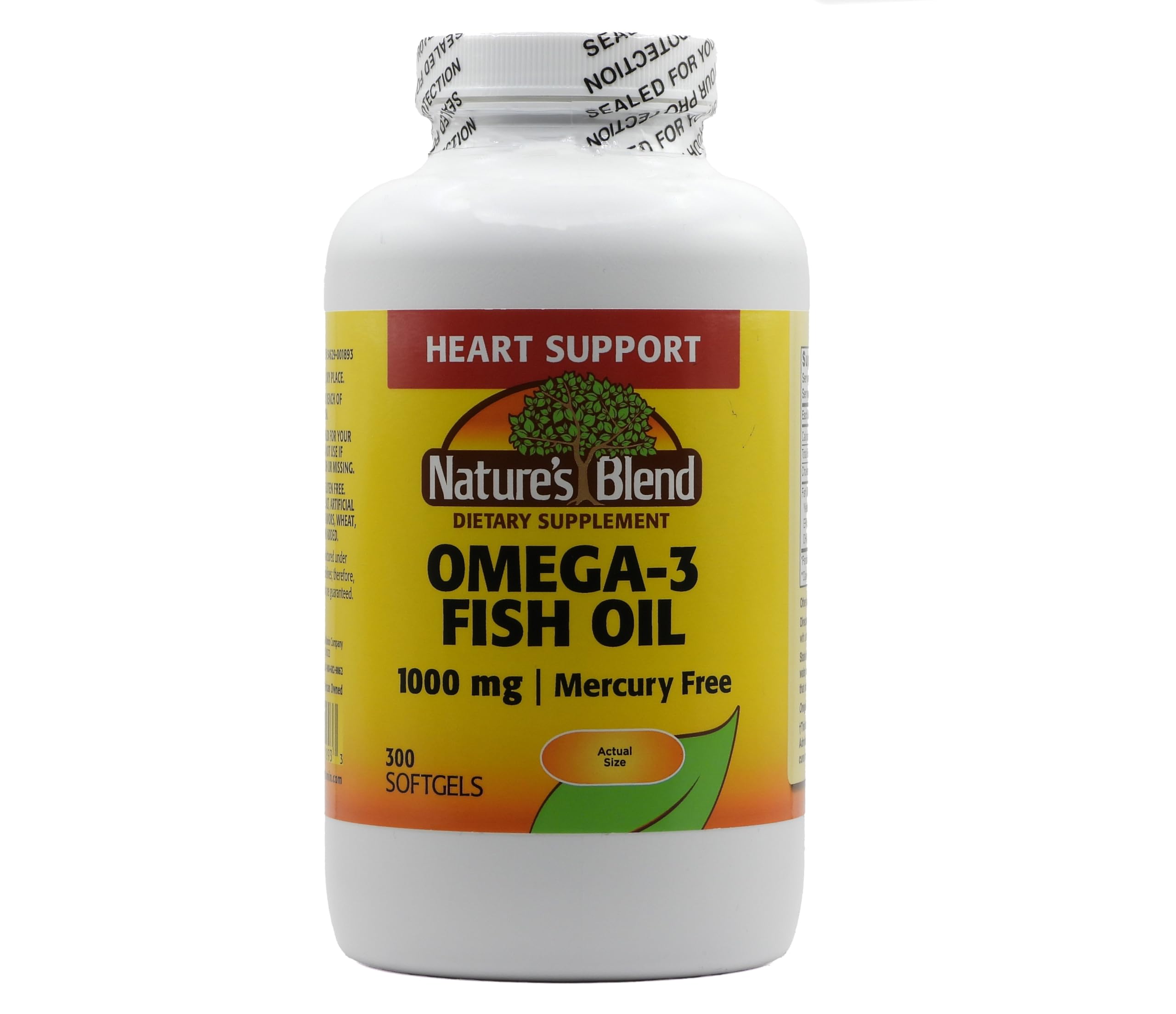 Nature's Blend Omega-3, bote de 300 softgels, apoyo para el bienestar diario.