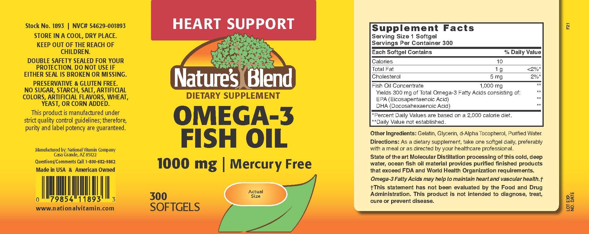 Nature's Blend Omega-3, cápsulas suaves, uso diario para flexibilidad y vitalidad.