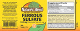 Nature's Blend tabletas de sulfato ferroso para consumo diario seguro.
