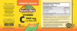 Vitamina C Nature's Blend con rosa mosqueta, etiqueta clara para información de dosis diaria.