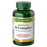 Botella de Nature's Bounty Absorbable B-Complex, apoyo al metabolismo de carbohidratos y proteínas.