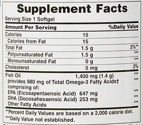 Nature's Bounty Aceite de pescado 1400 mg, cápsulas blandas fáciles de tragar para uso diario.