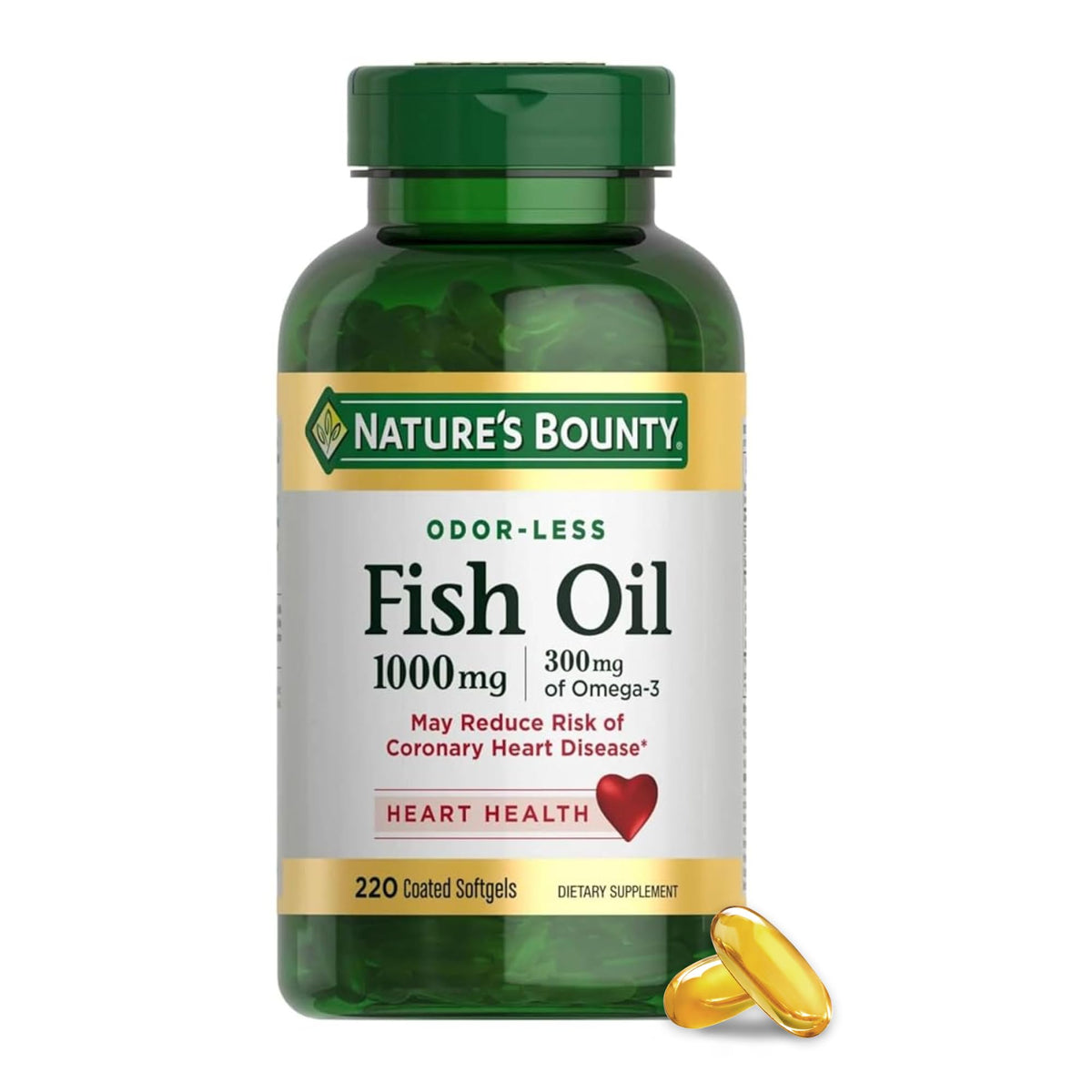Nature's Bounty Aceite de Pescado, botella frontal, apoyo al bienestar diario