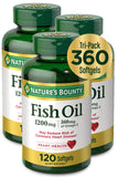 Nature’s Bounty Aceite de Pescado botella, complemento diario de omega-3 para bienestar.