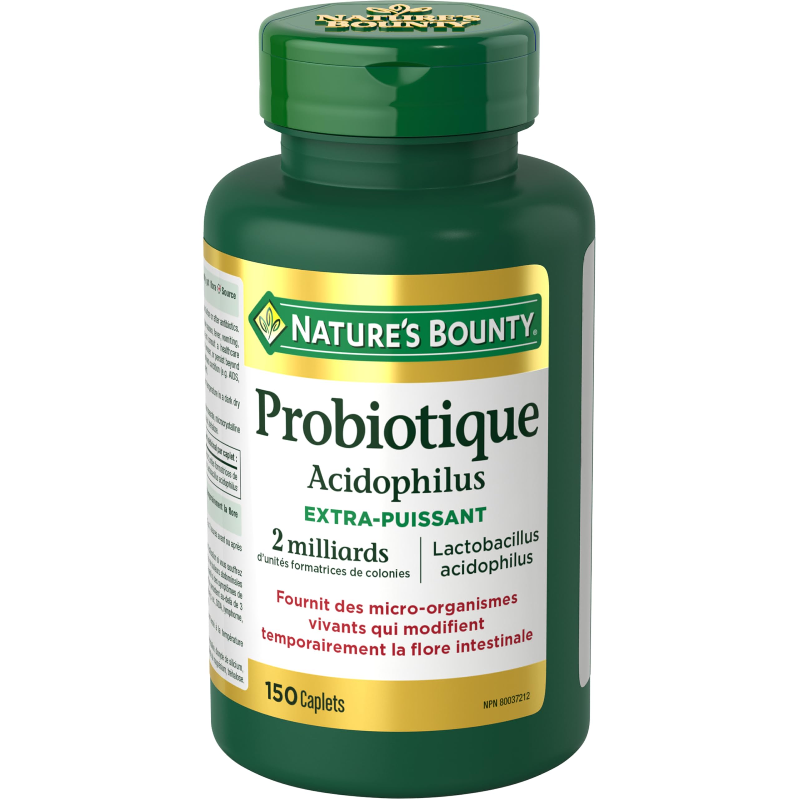 Nature's Bounty Acidophilus etiqueta nutricional, información clara para elegir un probiótico