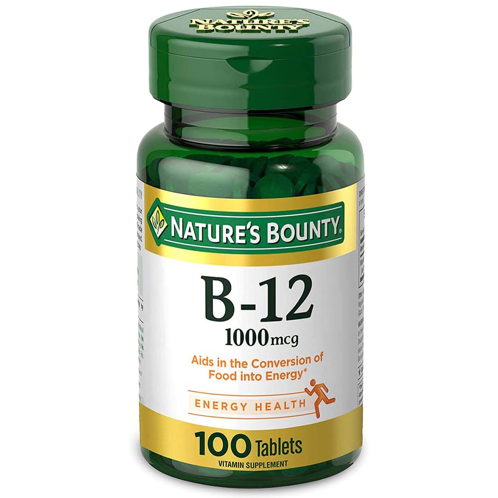 Nature's Bounty B12 1000mcg botella: recubrimiento para facilitar la deglución