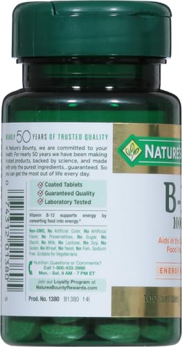 Nature's Bounty B12 1000 mcg, embalaje compacto para llevar.