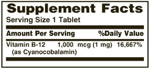 Nature's Bounty B12 1000 mcg, tabletas recubiertas para facilitar la deglución.