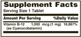 Nature's Bounty B12 1000 mcg, tabletas recubiertas para facilitar la deglución.