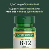 Nature's Bounty B-12 5000 mcg, tabletas disolución rápida bajo la lengua para facilitar consumo