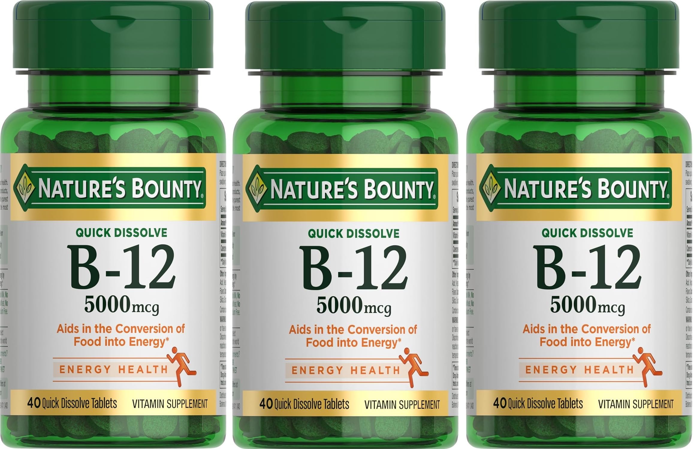 Nature's Bounty B-12 5000 mcg, tabletas de disolución rápida bajo la lengua para uso diario