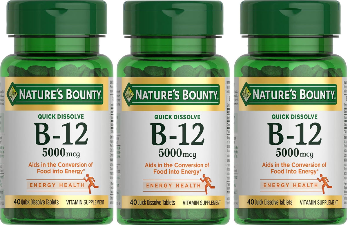 Nature's Bounty B-12 5000 mcg, tabletas de disolución rápida bajo la lengua para uso diario