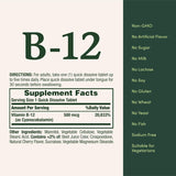 Nature's Bounty B12 500 mcg, tableta bajo la lengua favorece la absorción.