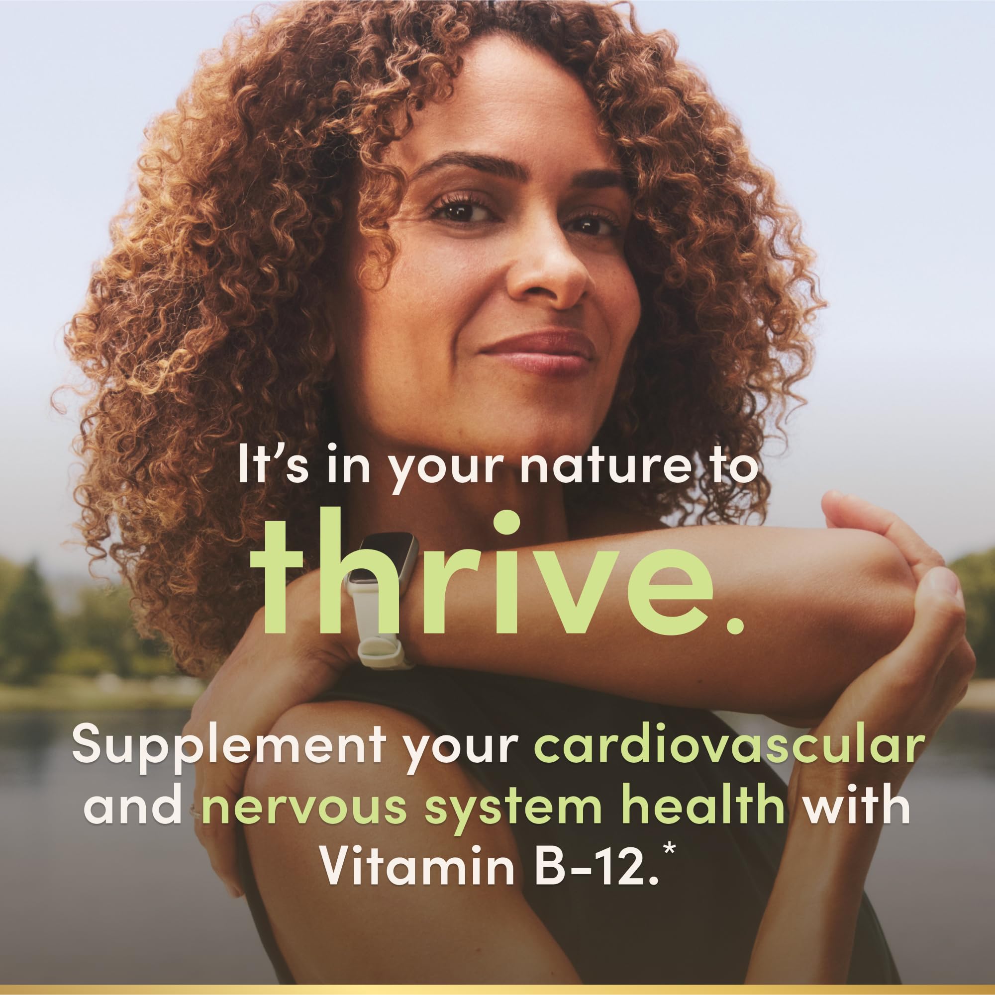 Nature's Bounty B12, fórmula vegetariana sin OGM ni gluten.