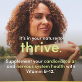 Nature's Bounty B12, fórmula vegetariana sin OGM ni gluten.