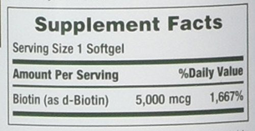 Nature's Bounty Biotin 5000 mcg, tableta bucal con sabor fresa para uso cómodo.