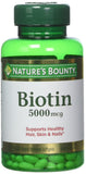 Nature's Bounty Biotin 5000 mcg, tabletas disolución rápida, apoyo al metabolismo y energía.