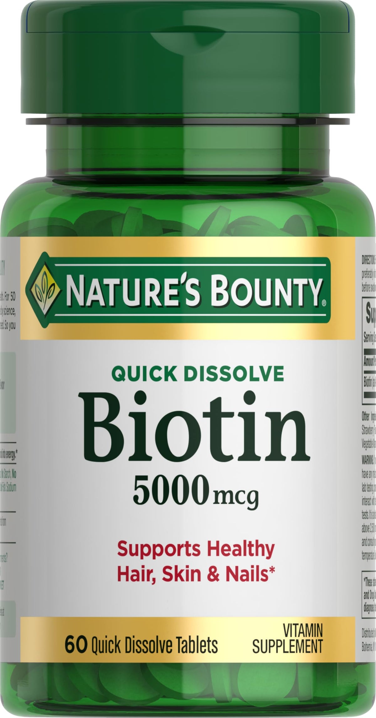 Nature's Bounty Biotina: tabletas disolución rápida para energía celular.