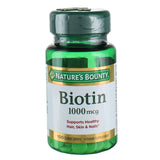 Nature's Bounty Biotina recubierta, frasco de 100 comprimidos para uso diario.