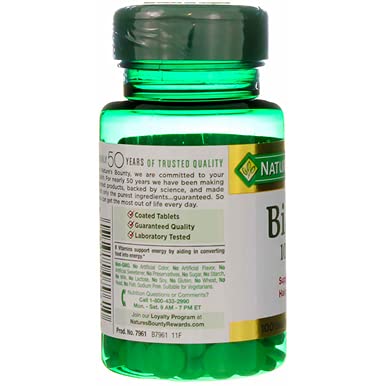 Comprimidos Nature's Bounty Biotina, 100 unidades para planificación diaria.