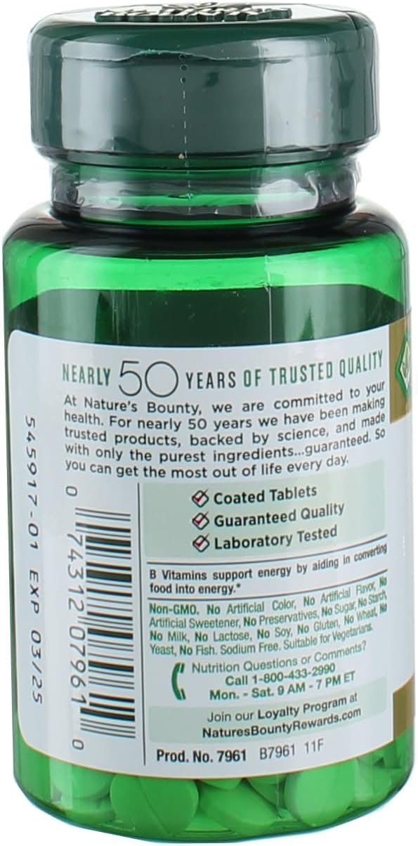 Nature's Bounty Biotina 1000 mcg, etiqueta sin colorantes artificiales