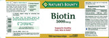 Nature's Bounty Biotina 5000 mcg, dos botellas de cápsulas suaves para cabello y uñas saludables