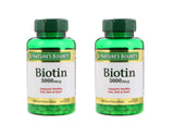 Nature's Bounty Biotina 5000 mcg cápsulas suaves en caja para uso diario