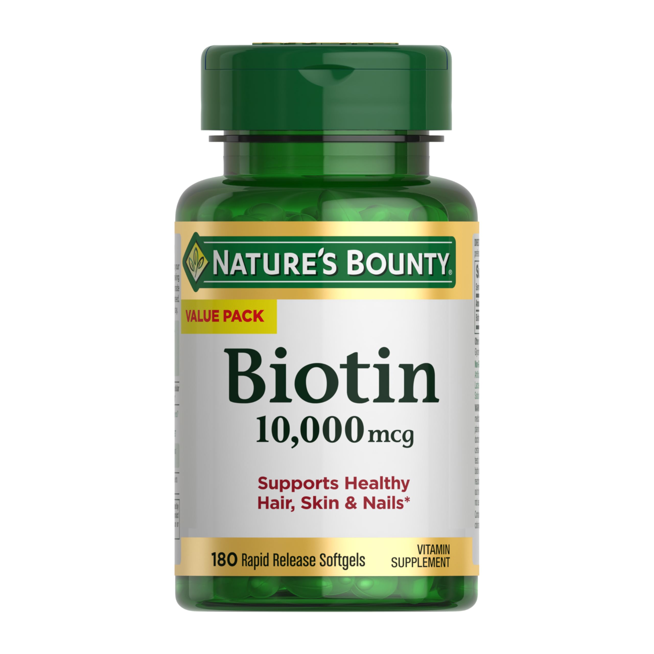 Nature's Bounty Biotina para cabello sano; podría apoyar brillo y fortaleza.